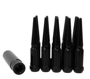 32Pc Black 4.5" Spline 14x1.5 Spike Lug Nut+Key Fit GMC Sierra Yukon 2500/3500