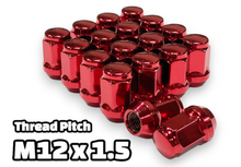 Load image into Gallery viewer, 16-Piece Set | 1.4” Tall | RED | 12x1.5 Thread | 3/4” Hex Drive | Bulge Acorn | Wheel Lug Nuts (Copy)
