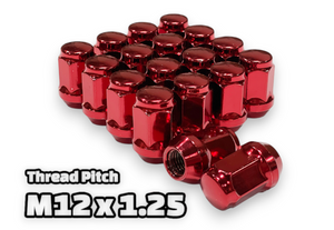 20 RED Bulge Acorn Lug Nuts 12x1.25 Cone Seat For Nissan Infiniti Subaru