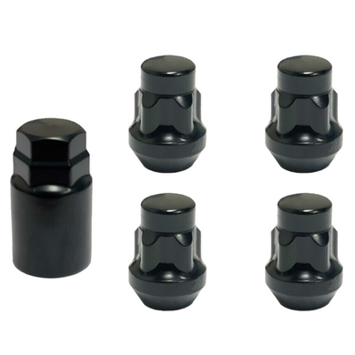 Black 12x1.5 Cone Seat Anti-Theft Wheel Lock Lug Nut Set