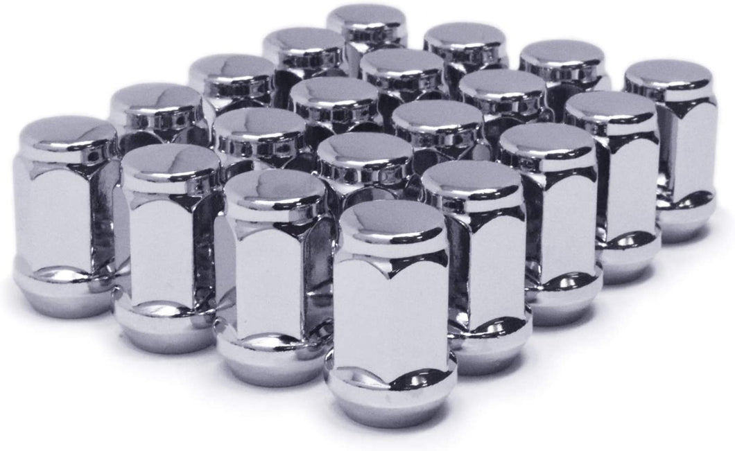 20 Chrome Jeep Lug Nuts 1/2-20 Bulge Acorn Lugs Closed End For 5x4.5 5x5 5x5.5