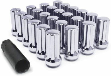 24pc Chrome Spline 14x2.0 Locking Lug Nuts For F-150 Expedition Navigator + Key