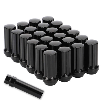 24pc Black Spline 14x2.0 Locking Lug Nuts For F-150 Expedition Navigator + Key