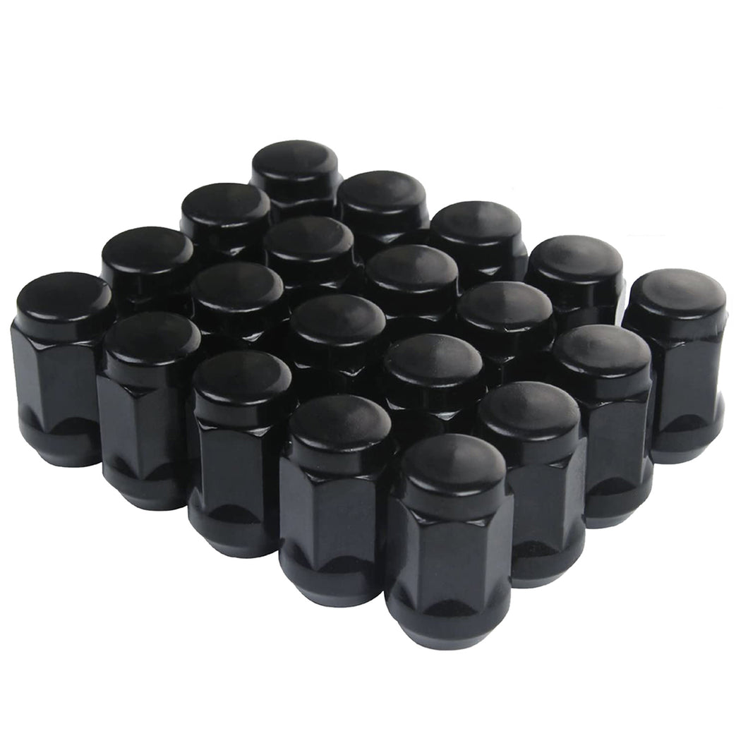 20 Black Jeep Lug Nuts 1/2-20 Bulge Acorn Lugs Closed End For 5x4.5 5x5 5x5.5