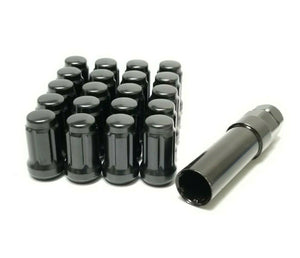 20 Black 6 Spline 12x1.25 Tuner Lug Nuts For Nissan Infiniti Subaru + Key