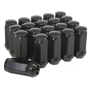 20 Black Bulge Acorn Lug Nuts M14x1.5 Cone Seat For Aftermarket Wheels 1.75"